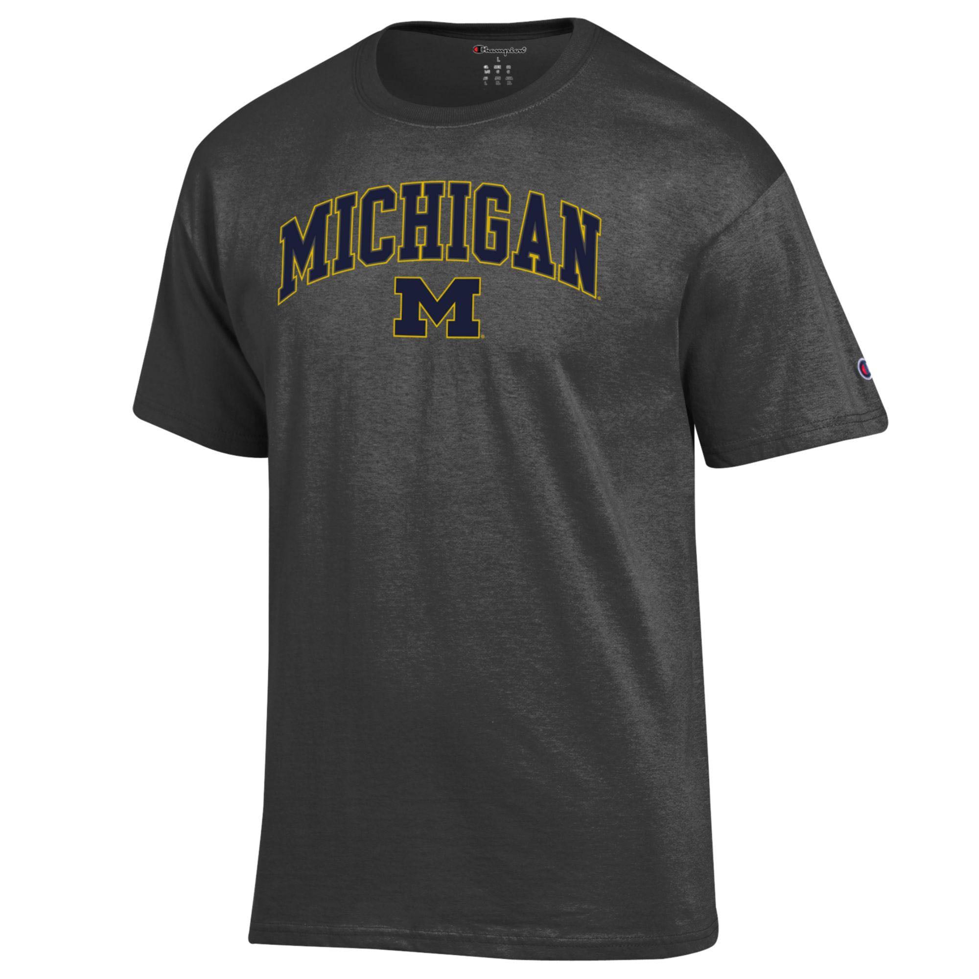 Men's Champion  Heather Gray Michigan Wolverines Arch Over Logo T-Shirt